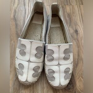TORY BURCH  Leather Ines Espadrille Size 9.5 Flat Slide-on shoes Ivory Flats